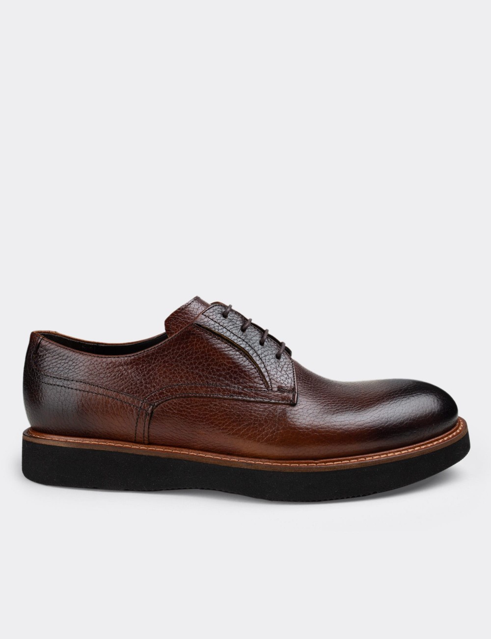 Brown  Leather Lace-up Shoes - 01294MKHVE18