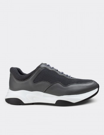 Gray  Leather Sneakers - 01725MGRIE02
