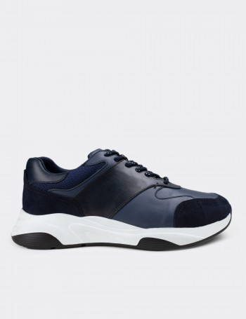 Blue  Leather Sneakers - 01718MMVIT01
