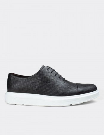 Black  Leather Lace-up Shoes - 01832MSYHP02