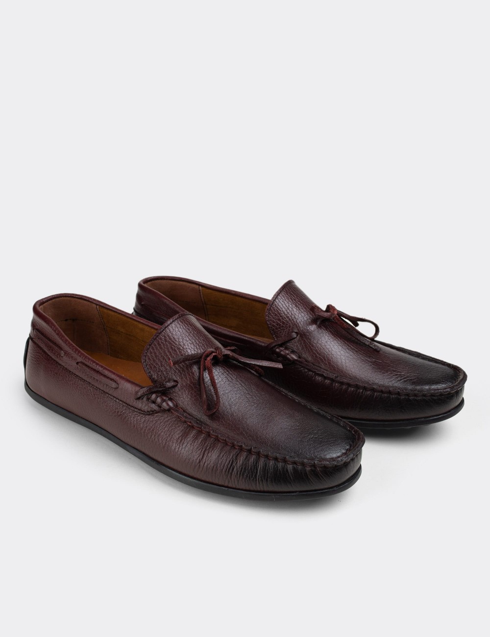 Burgundy  Leather Driving Shoes - 01647MBRDC05