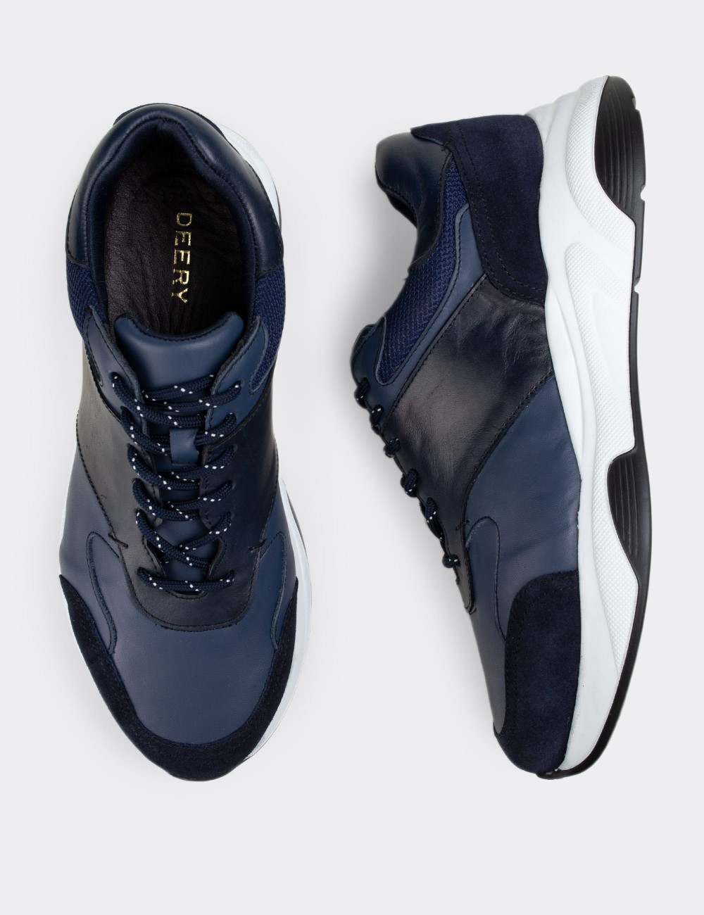 Blue  Leather Sneakers - 01718MMVIT01