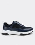 Navy  Leather Sneakers