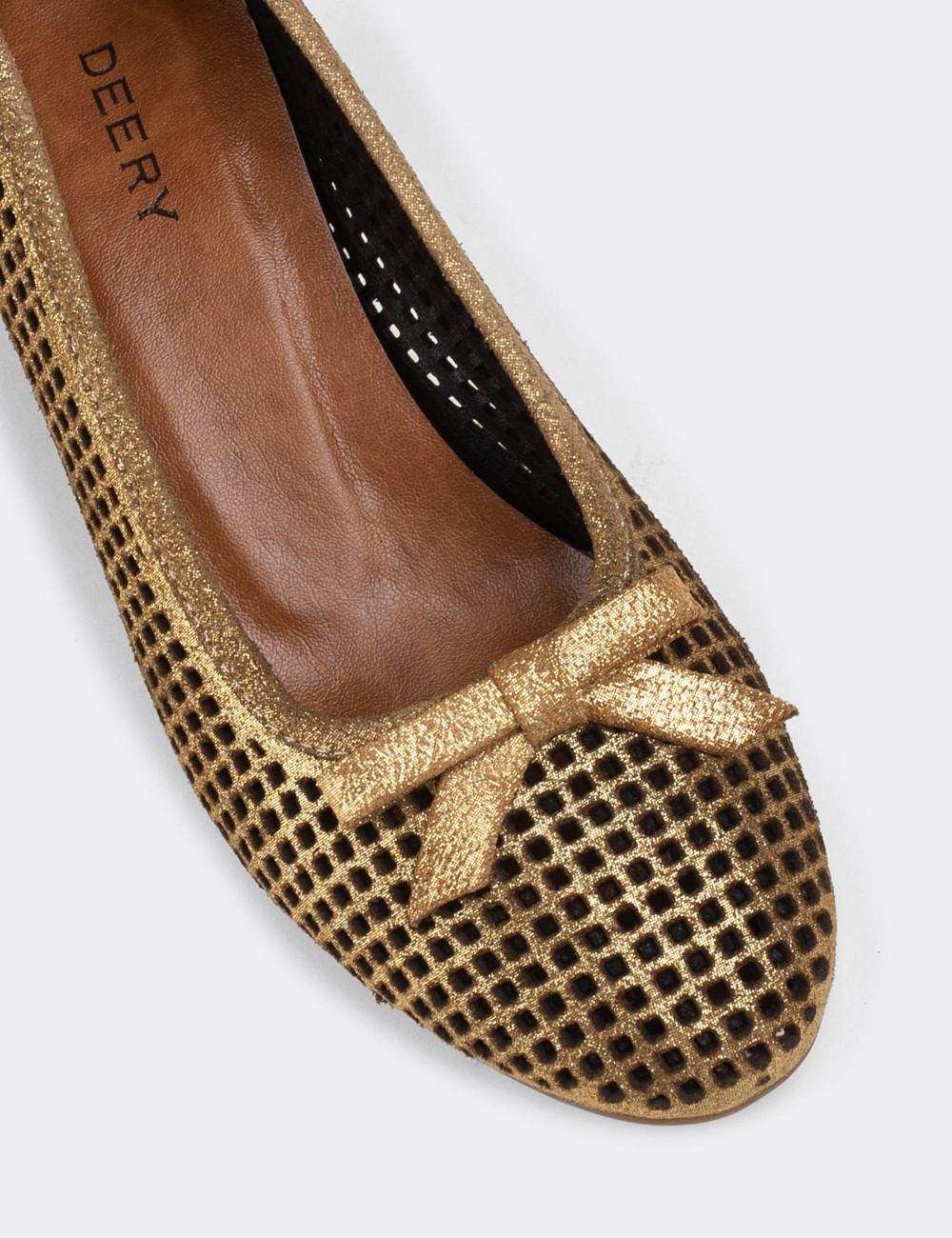 Gold  Leather Lace-up Shoes - E1471ZALTC01