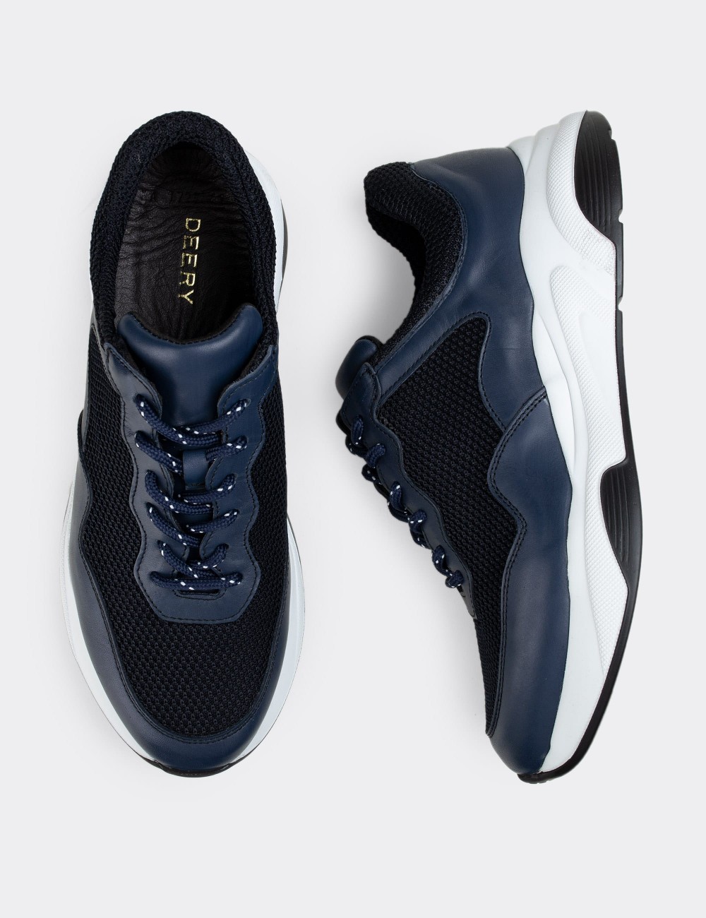 Navy  Leather Sneakers - 01725MLCVE02