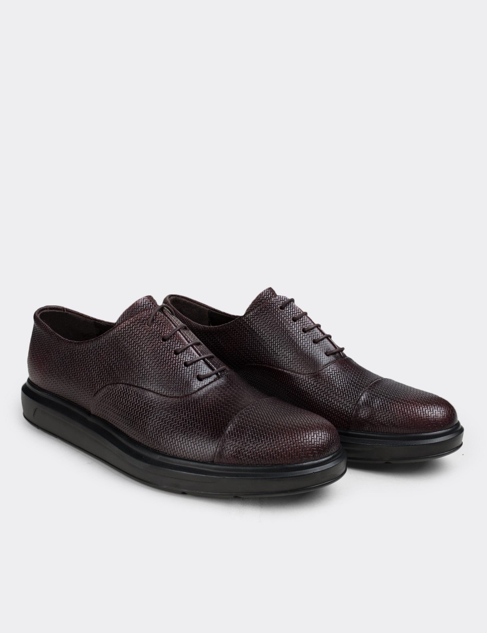 Brown  Leather Lace-up Shoes - 01832MKHVP05