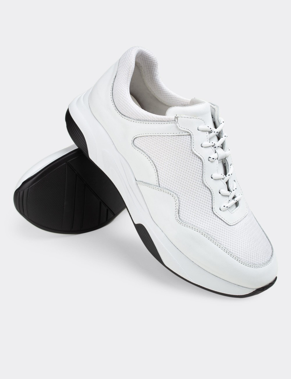 White  Leather Sneakers - 01725MBYZE01