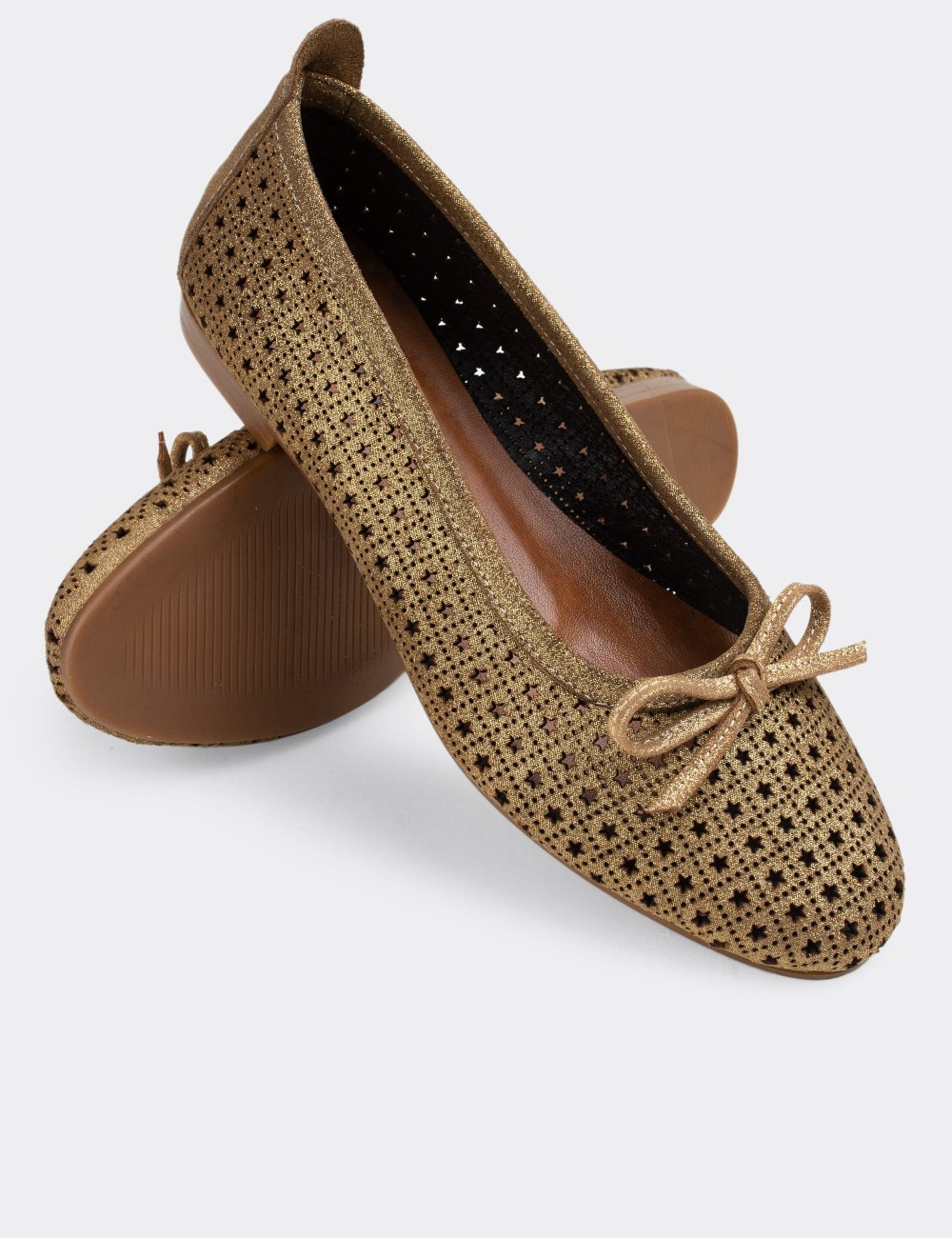 Gold  Leather Loafers - E3214ZALTC01