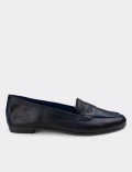 Dark Navy  Leather Loafers