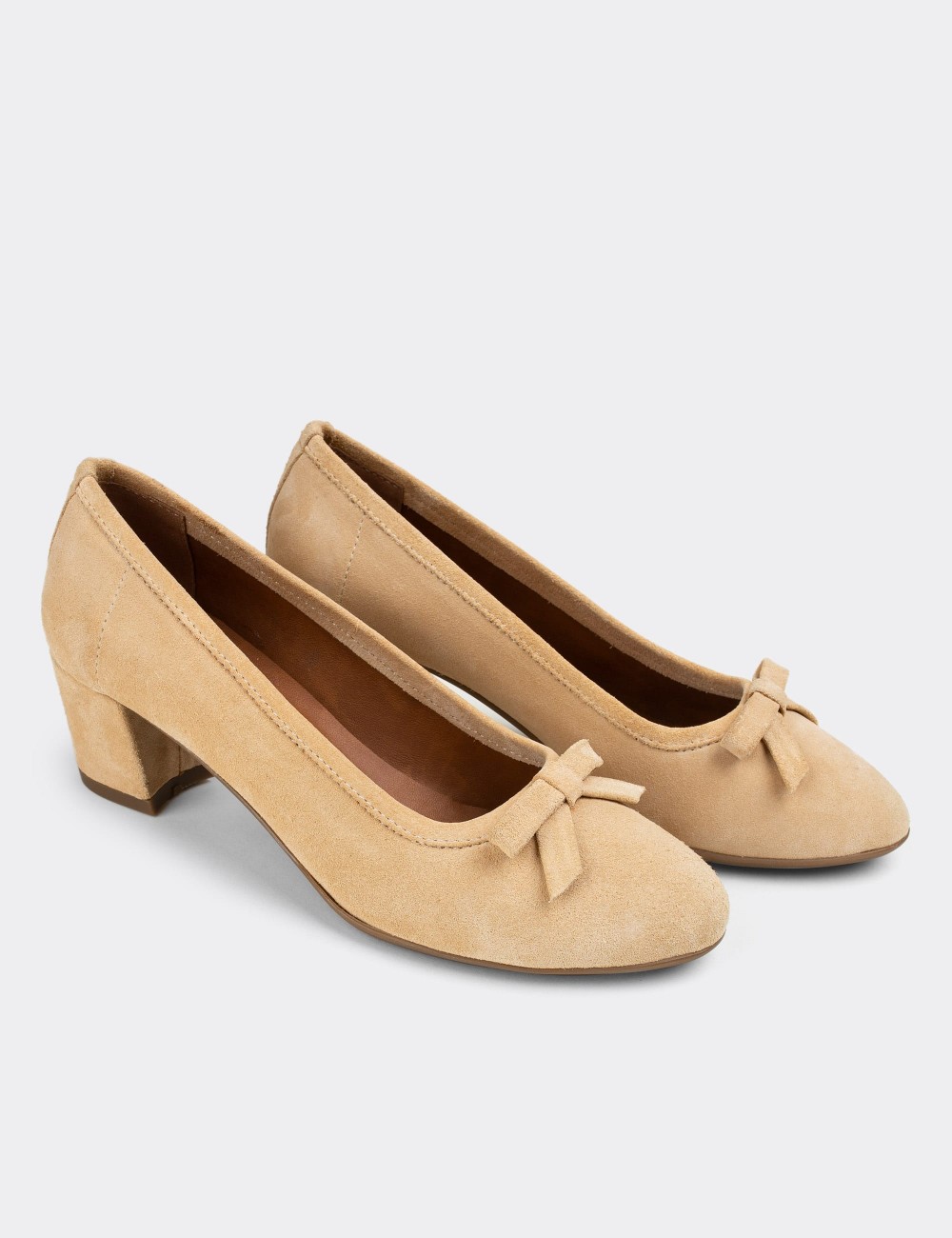 Beige Suede Leather Lace-up Shoes - E1471ZBEJC02
