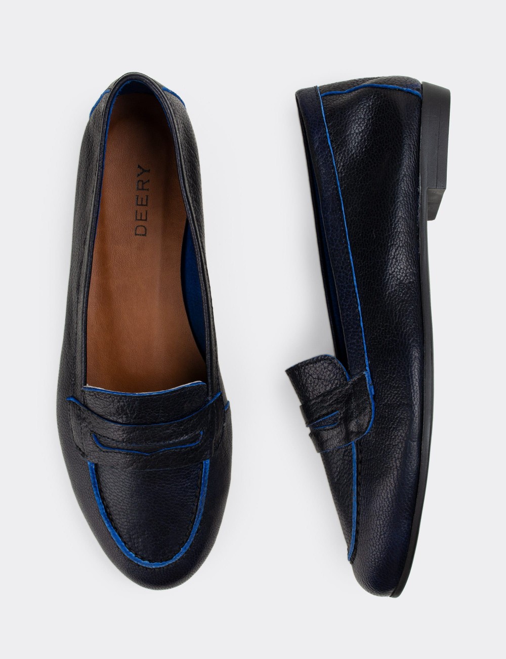Dark Navy  Leather Loafers - E3201ZLCVC01