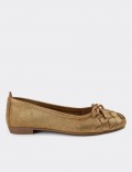 Gold Calfskin Leather Loafers