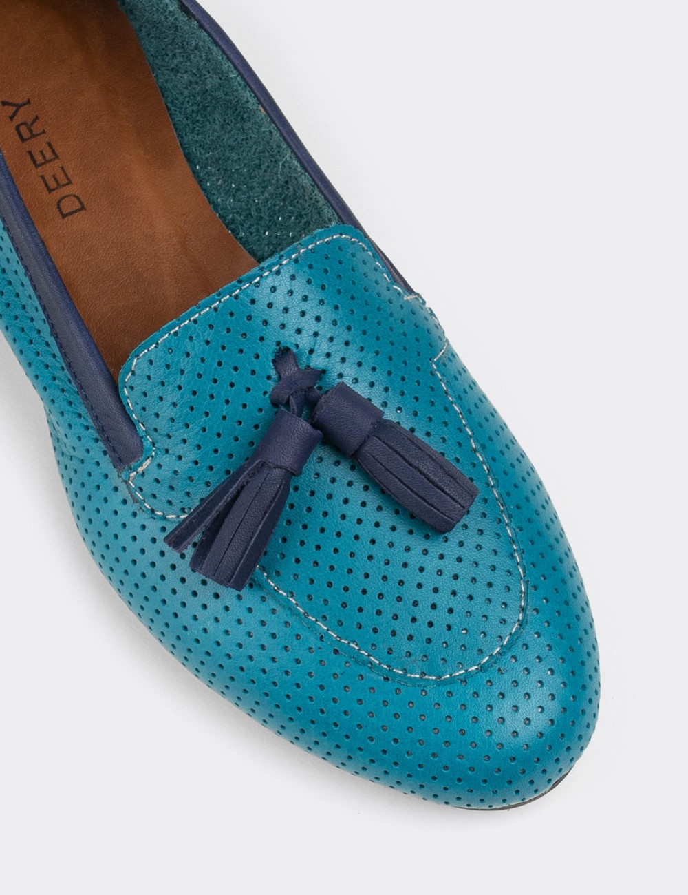 Blue  Leather Loafers - E3209ZMVIC08