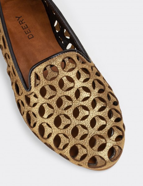 Gold Leather Loafers