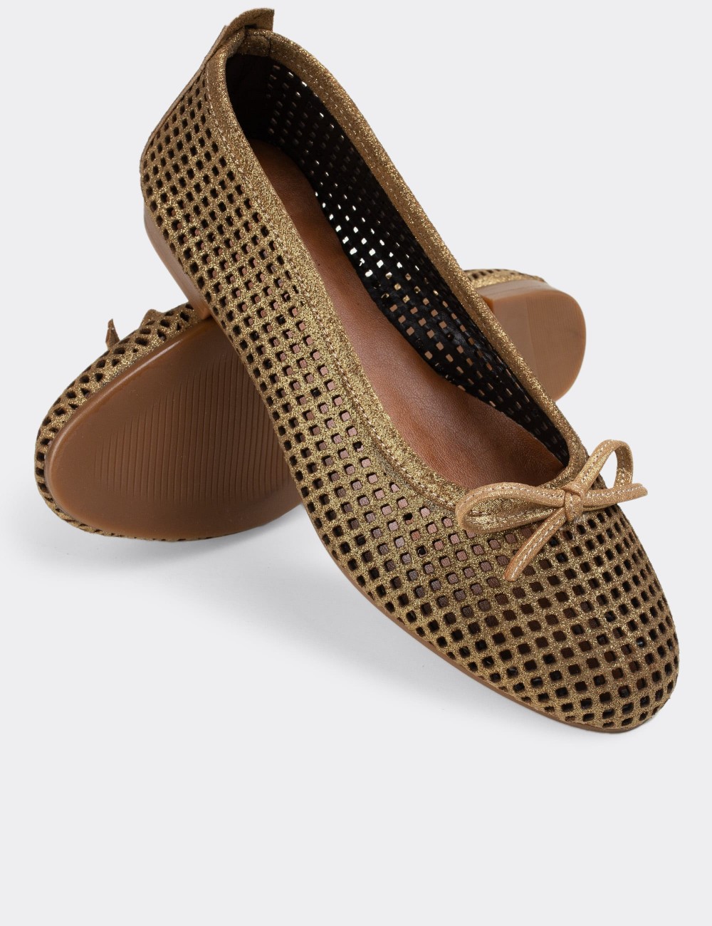 Gold  Leather Loafers - E3214ZALTC02