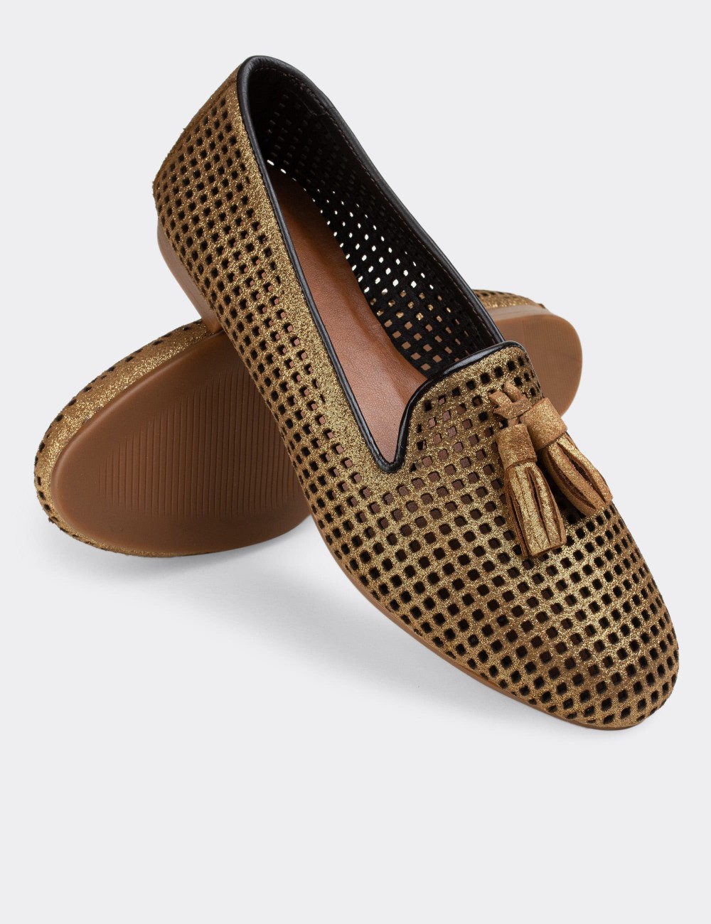 Gold  Leather Loafers - E3204ZALTC02