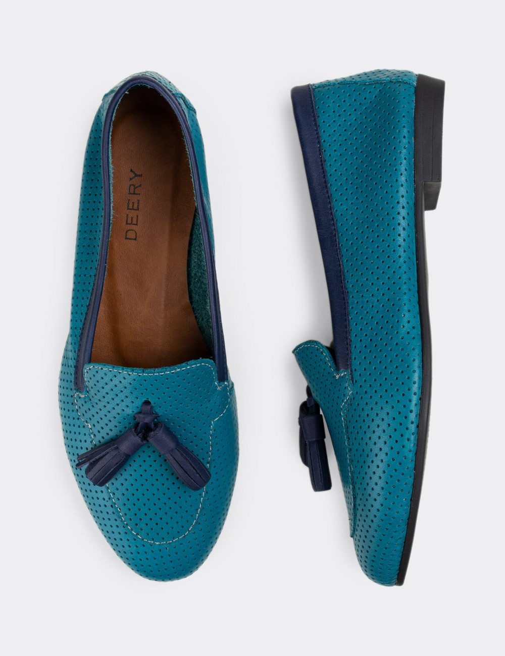 Blue  Leather Loafers - E3209ZMVIC08