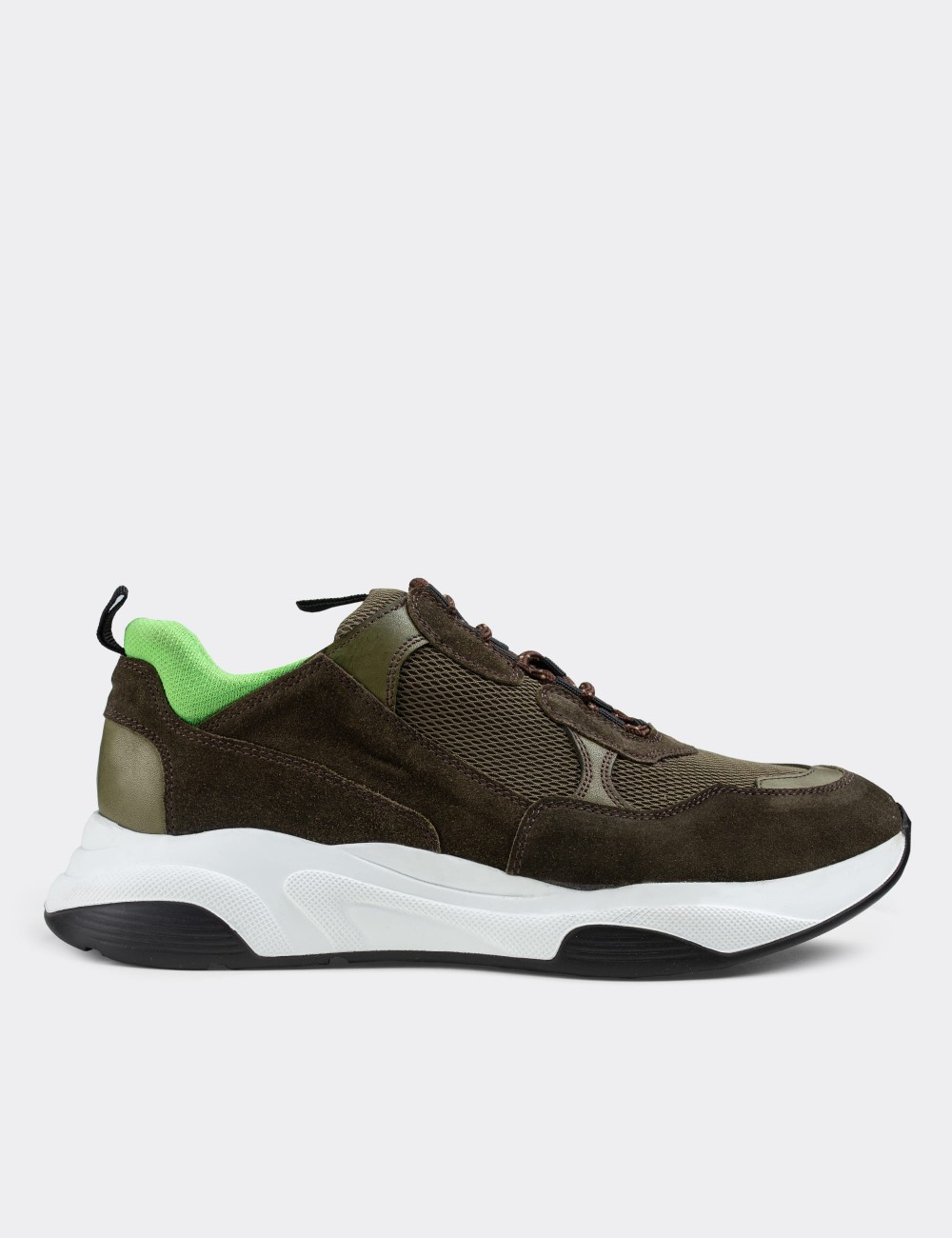 Green Suede Leather Sneakers - 01724MYSLE02