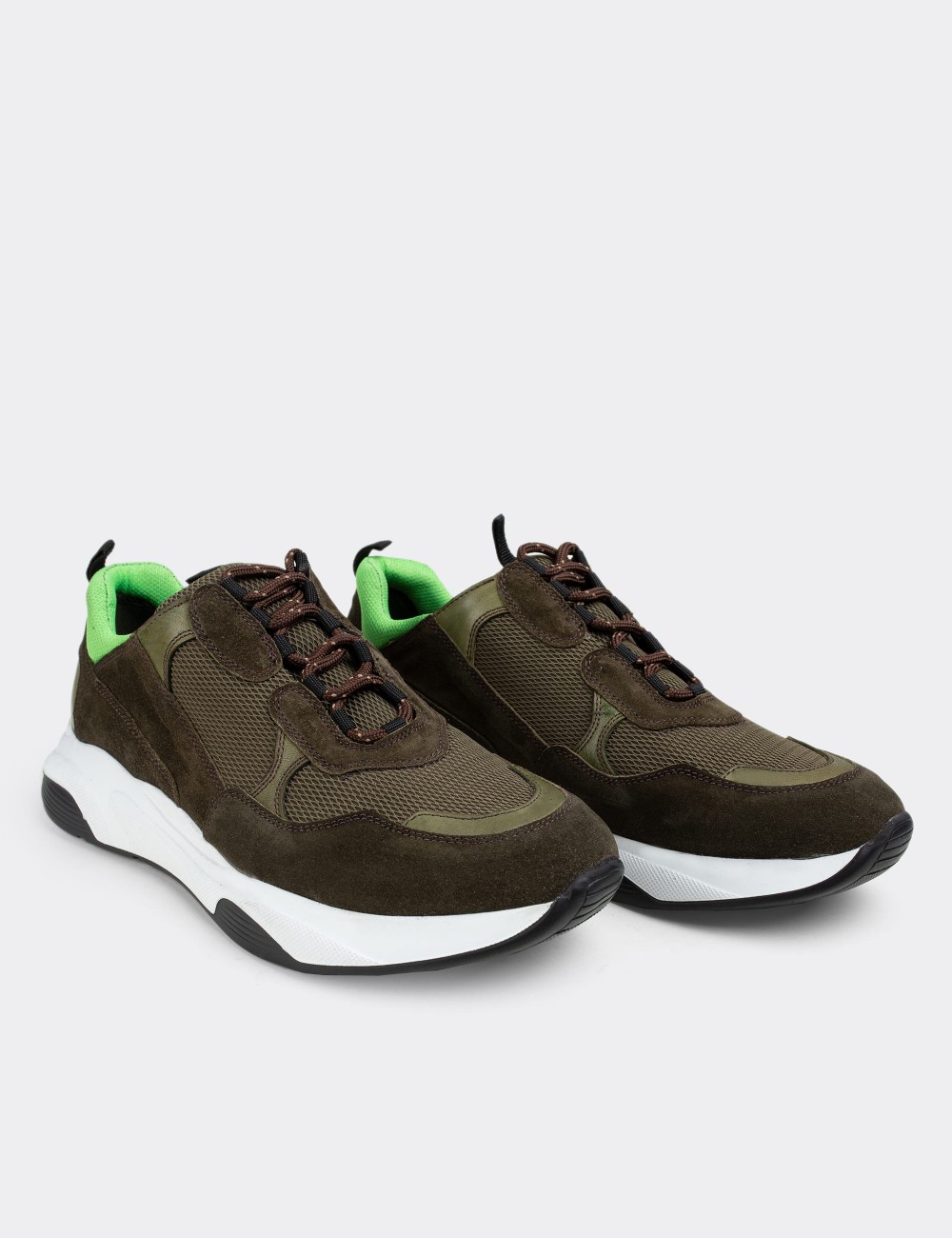 Green Suede Leather Sneakers - 01724MYSLE02