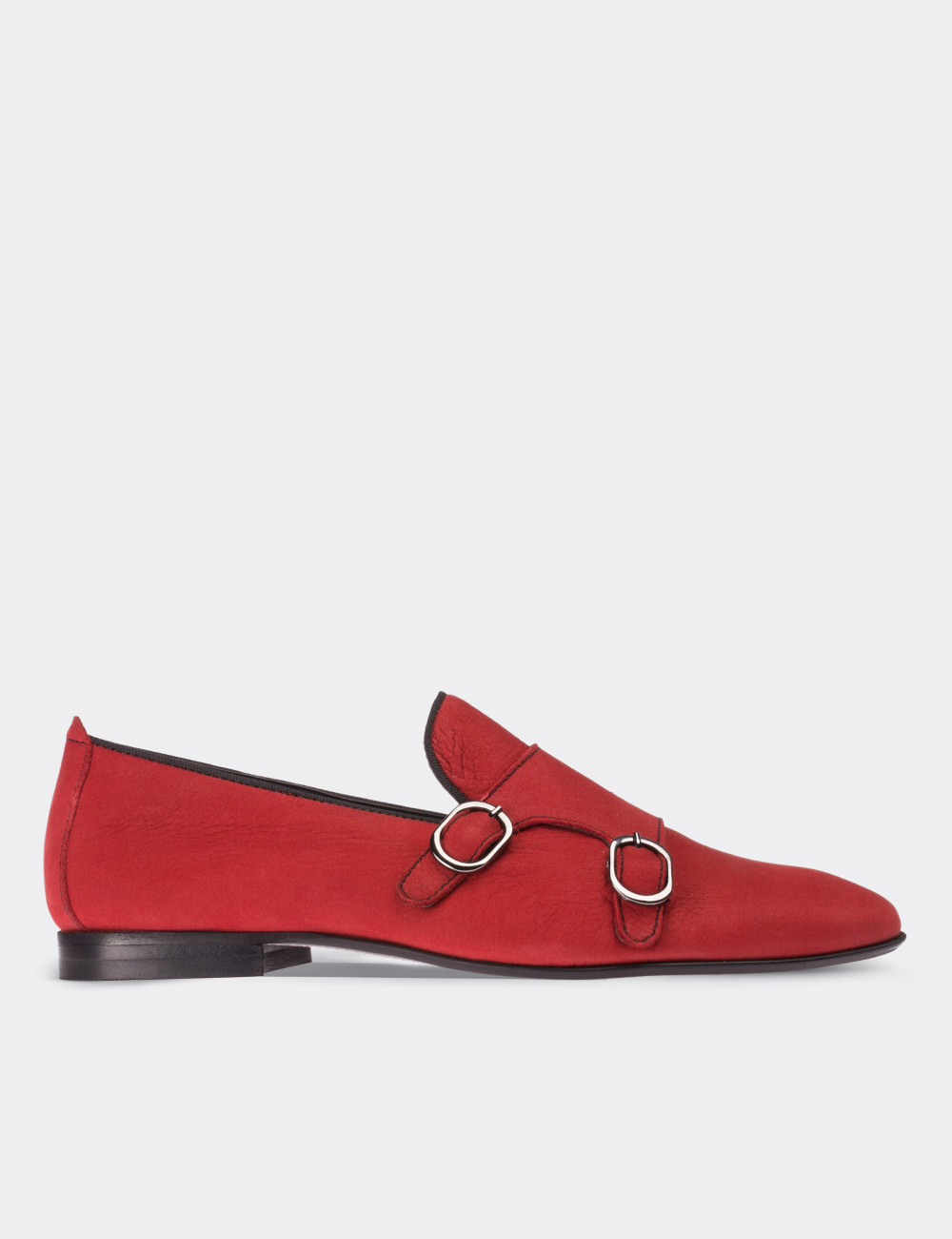 Red Nubuck Leather Loafers - 01611ZKRMM02