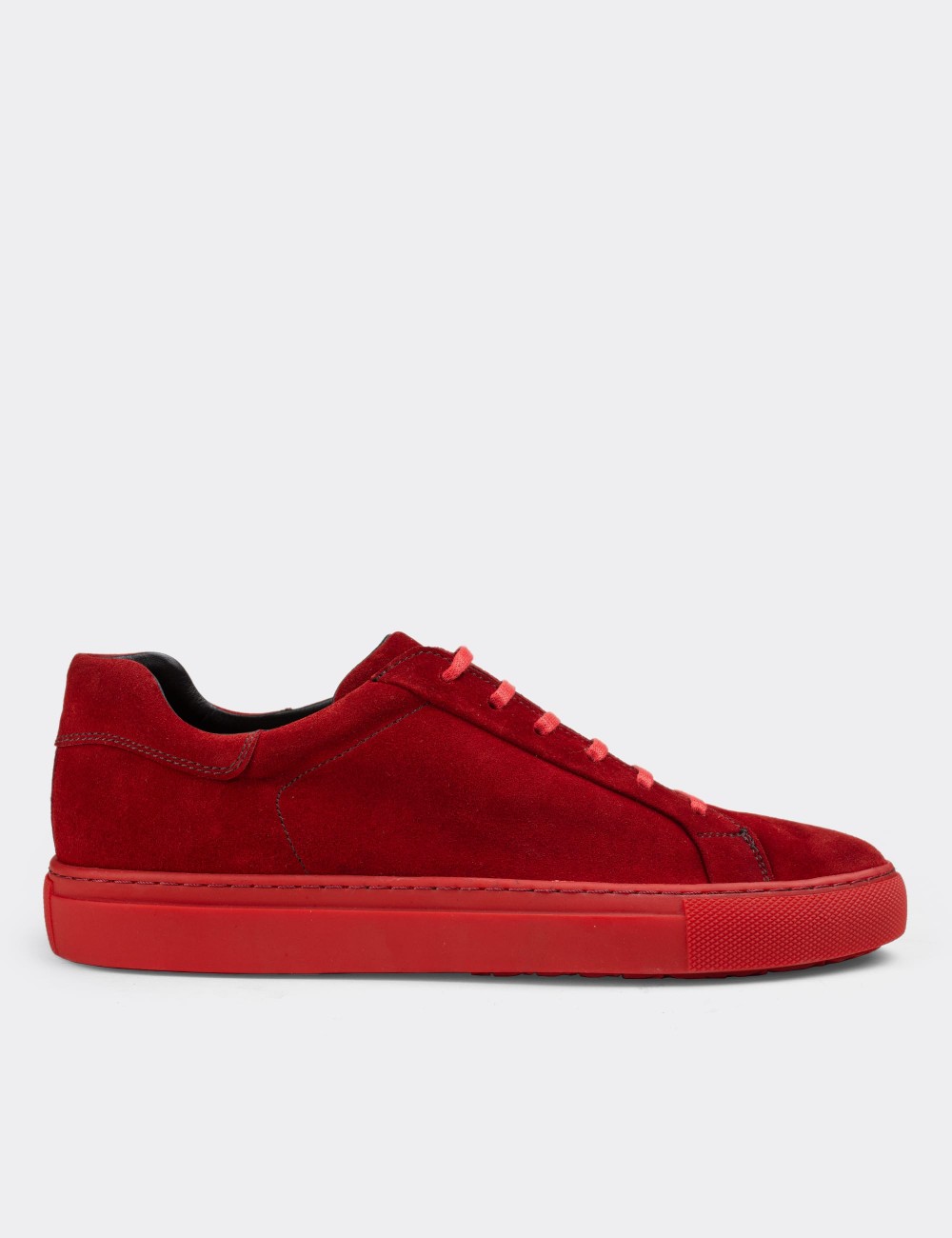 Red Suede Leather Sneakers - 01829MKRMC01