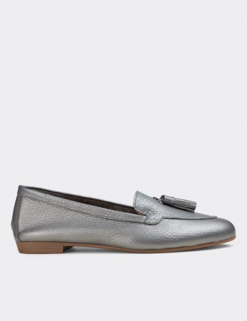 Gray  Leather Loafers - E3209ZGRIC05
