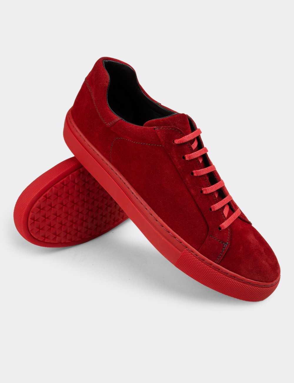 Red Suede Leather Sneakers - 01829MKRMC01