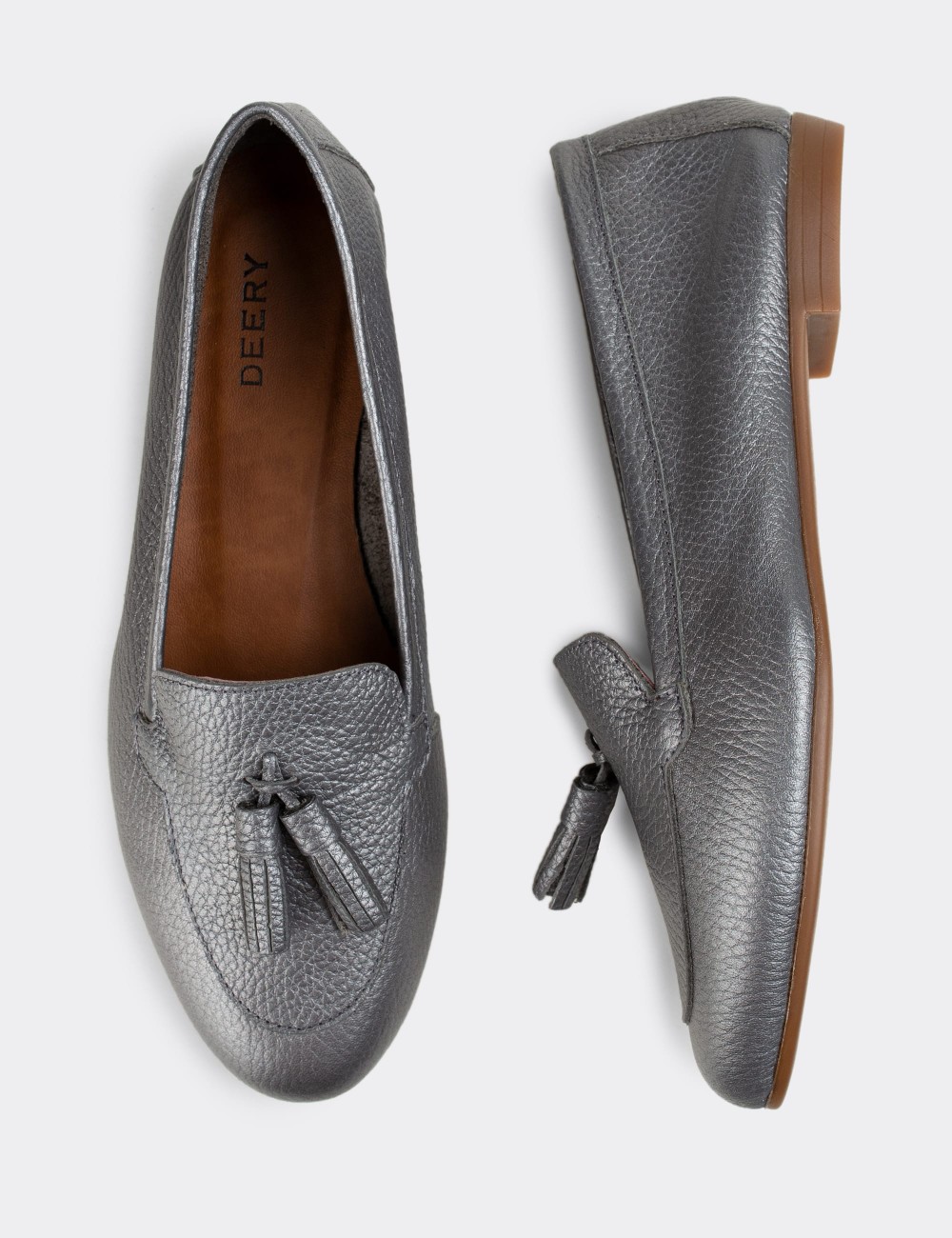 Gray  Leather Loafers - E3209ZGRIC05