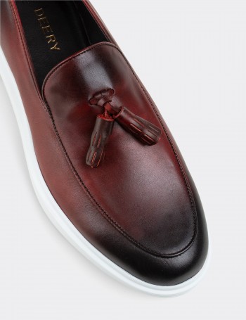Burgundy  Leather Loafers - 01840MBRDP01