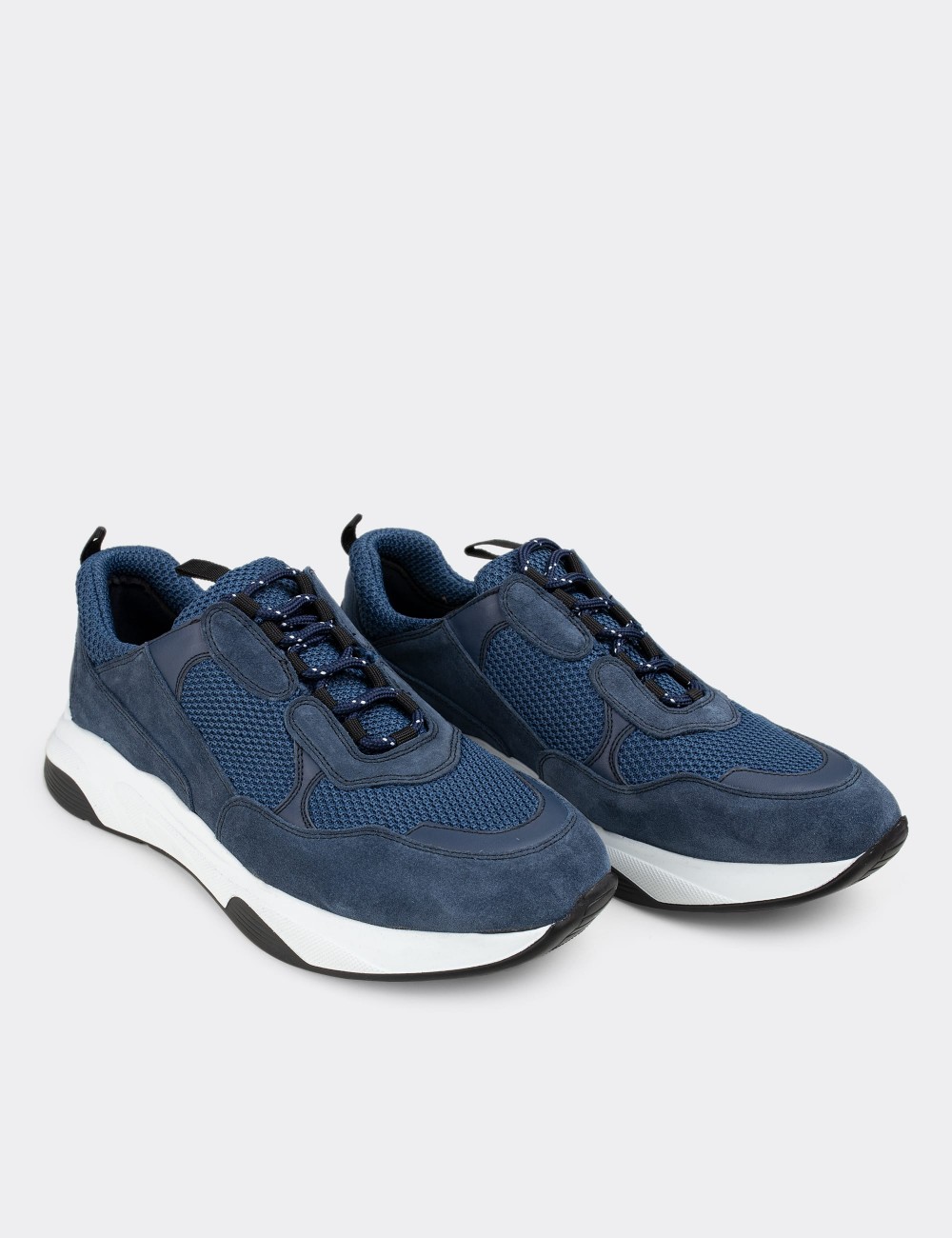 Blue Suede Leather Sneakers - 01724MMVIE01