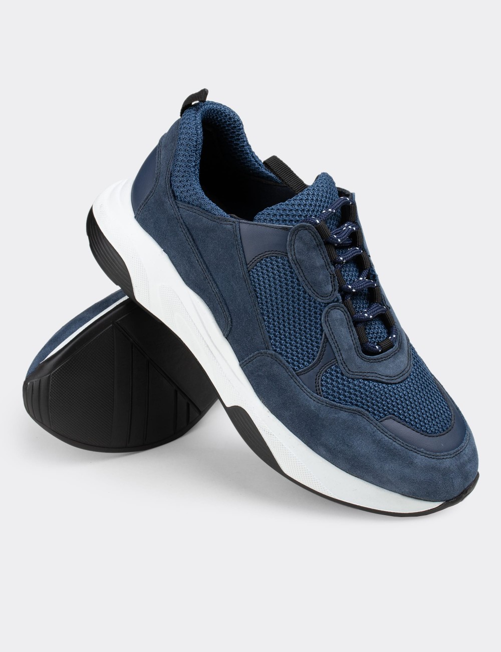 Blue Suede Leather Sneakers - 01724MMVIE01