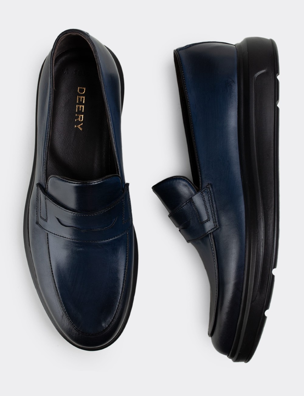 Blue  Leather Loafers - 01839MMVIP01