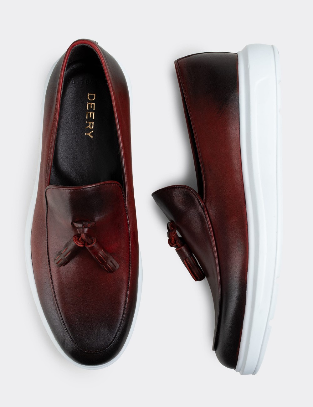 Burgundy  Leather Loafers - 01840MBRDP01