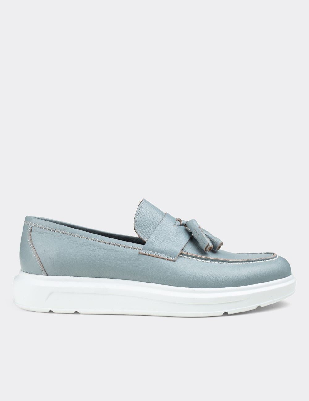 Gray  Leather Loafers - 01587MGRIP06