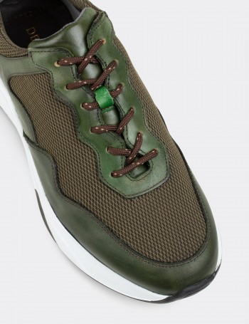 Green Suede Leather Sneakers - 01725MYSLE02