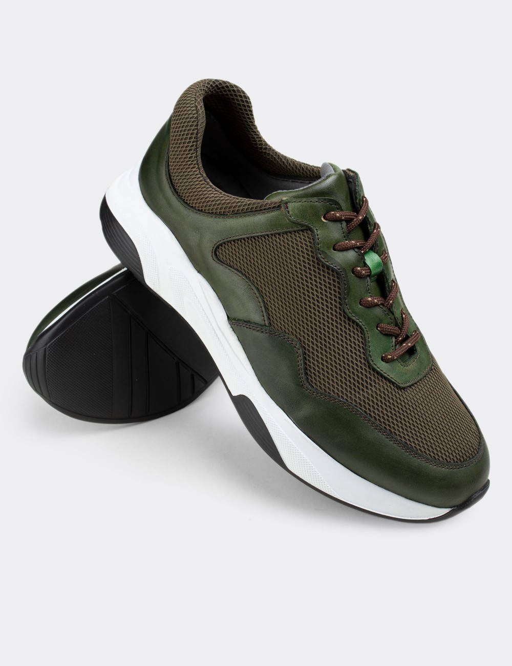 Green Suede Leather Sneakers - 01725MYSLE02