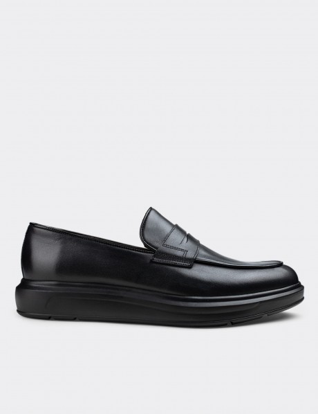 Black  Leather Loafers