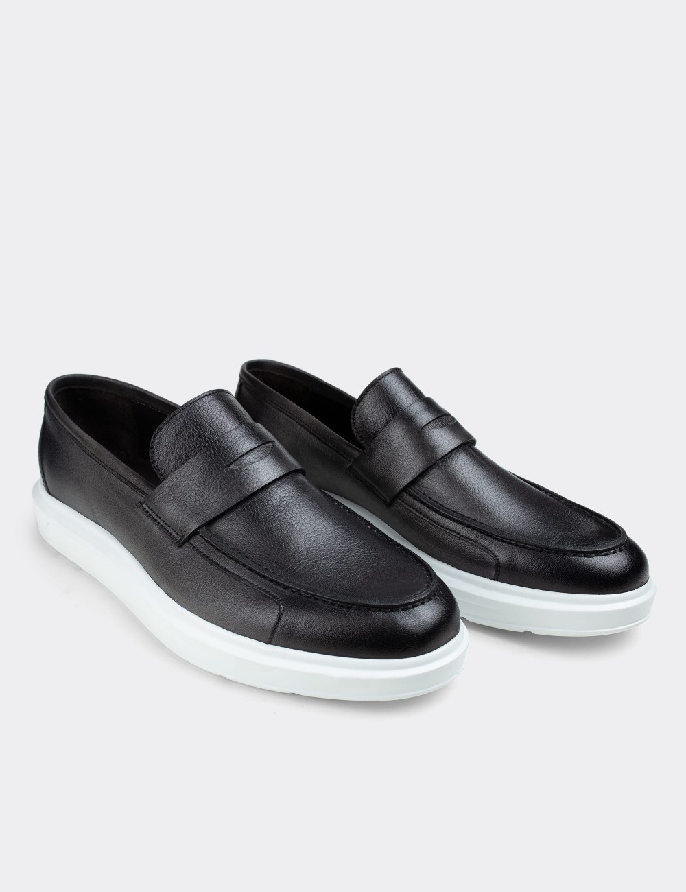 Gray  Leather Loafers - 01564MGRIP10