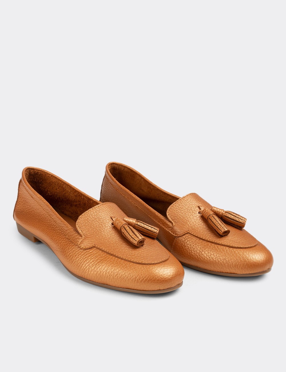 Bronze  Leather Loafers - E3209ZBRNC01