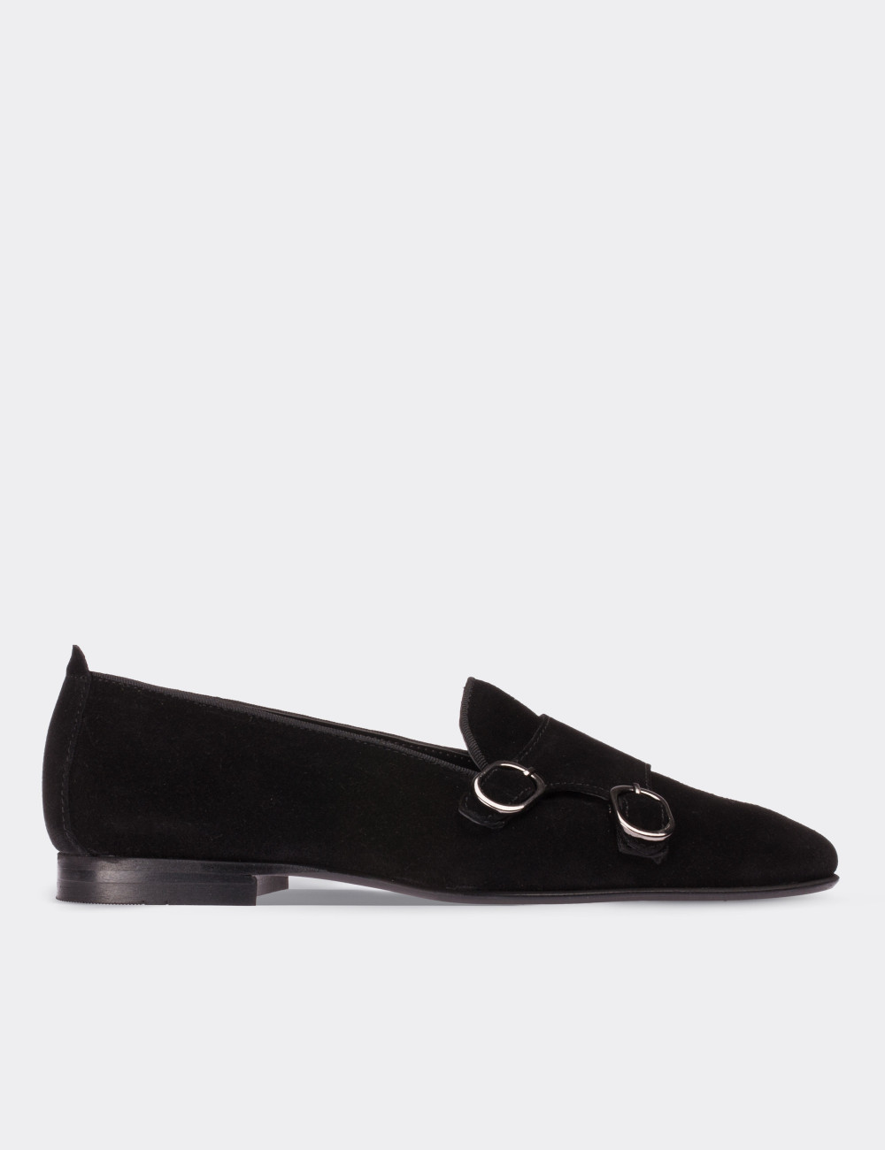 Black Suede Leather Loafers - 01611ZSYHM03