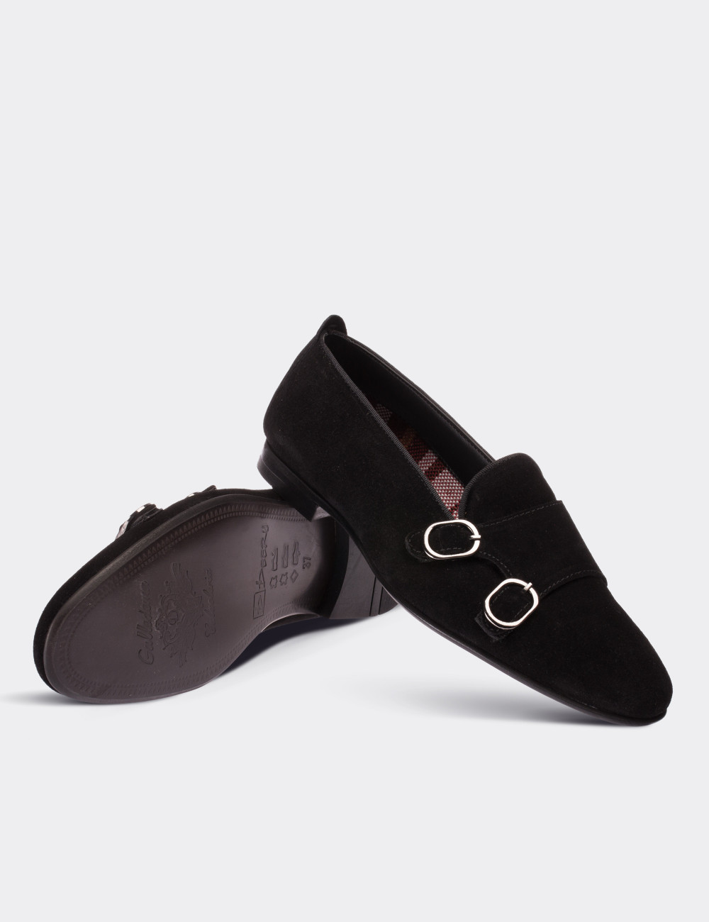Black Suede Leather Loafers - 01611ZSYHM03