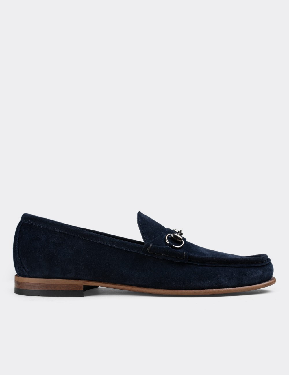 Navy Suede Leather Loafers - 01649MLCVM01