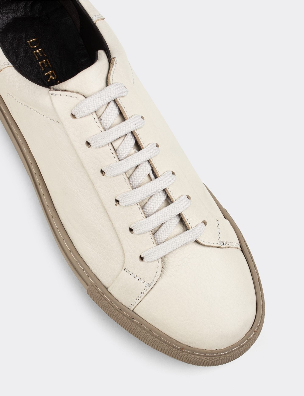 Beige  Leather Sneakers - 01829MBEJC01