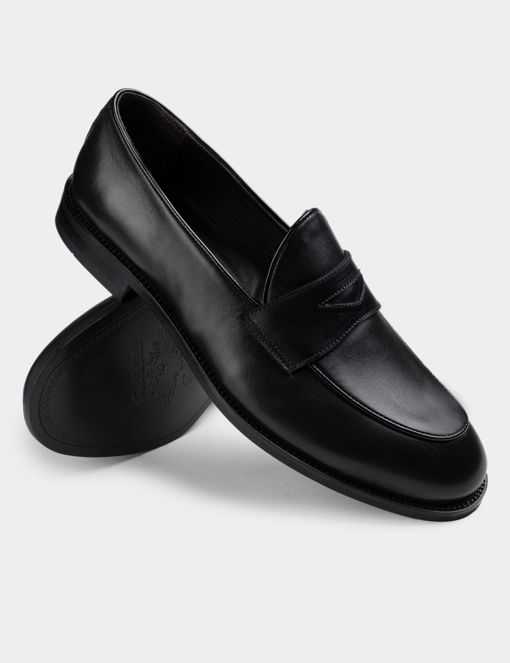 Black  Leather Classic Shoes - 01845MSYHN01