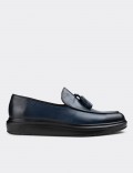 Blue  Leather Loafers