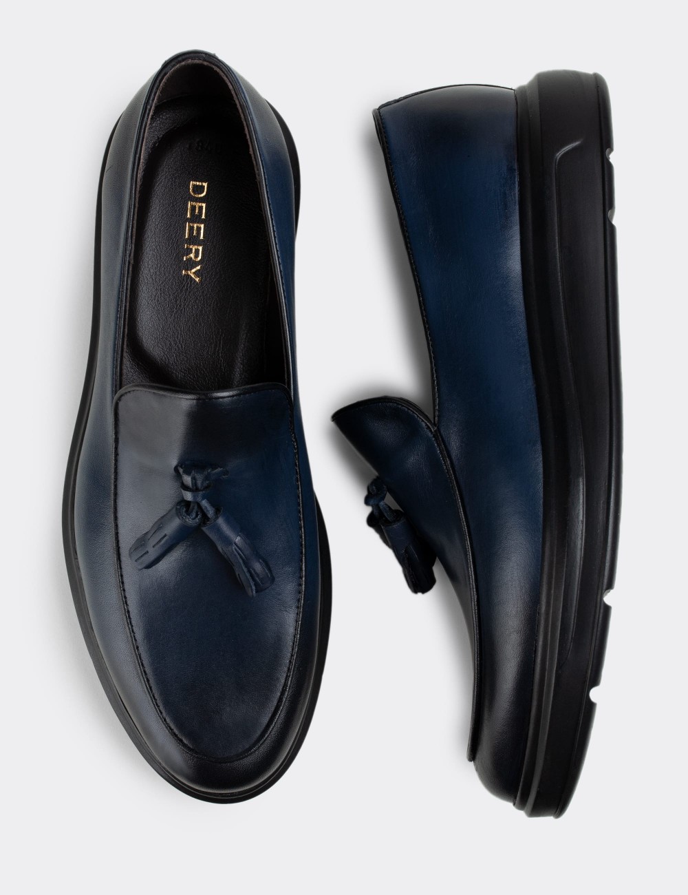 Blue  Leather Loafers - 01840MMVIP02