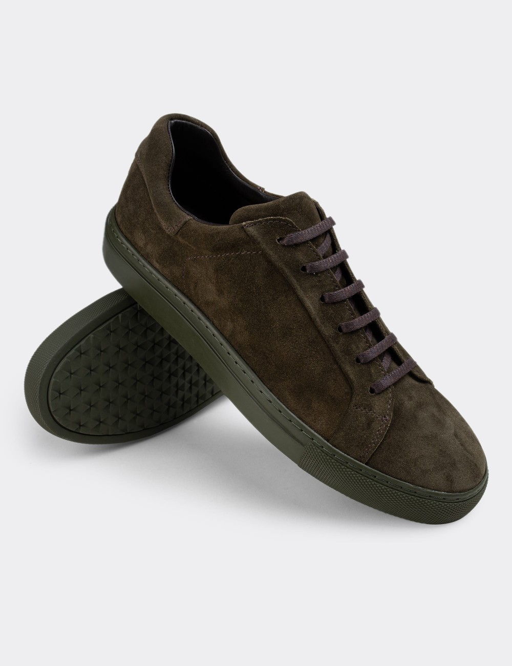 Green Suede Leather Sneakers - 01829MHAKC01