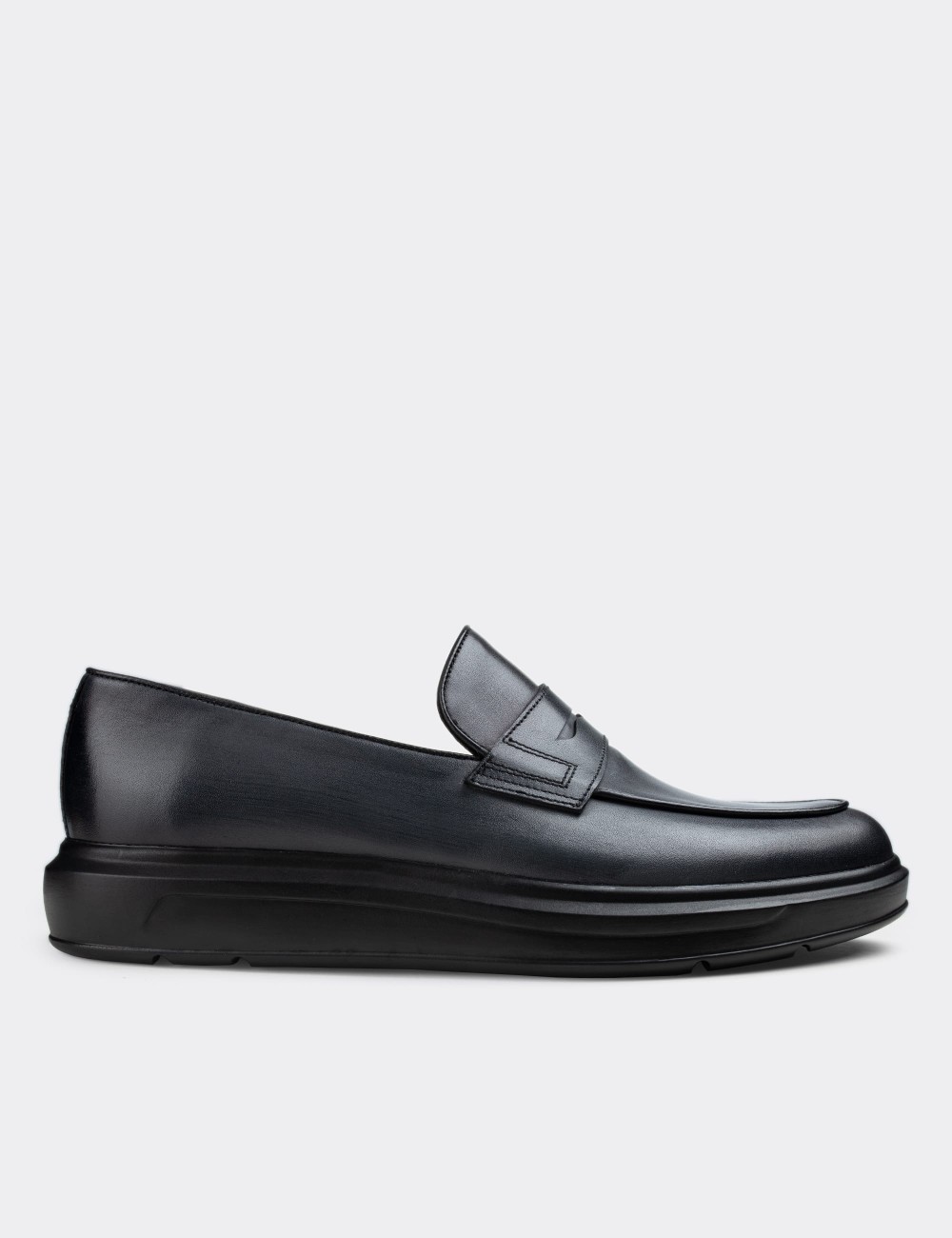Gray  Leather Loafers - 01839MGRIP01