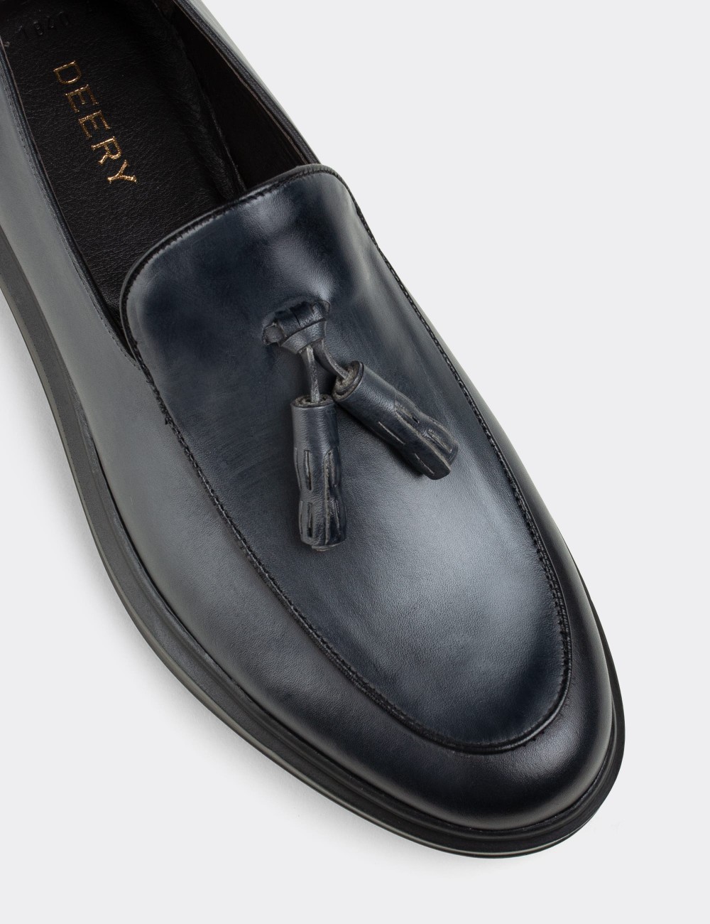 Gray  Leather Loafers - 01840MGRIP01