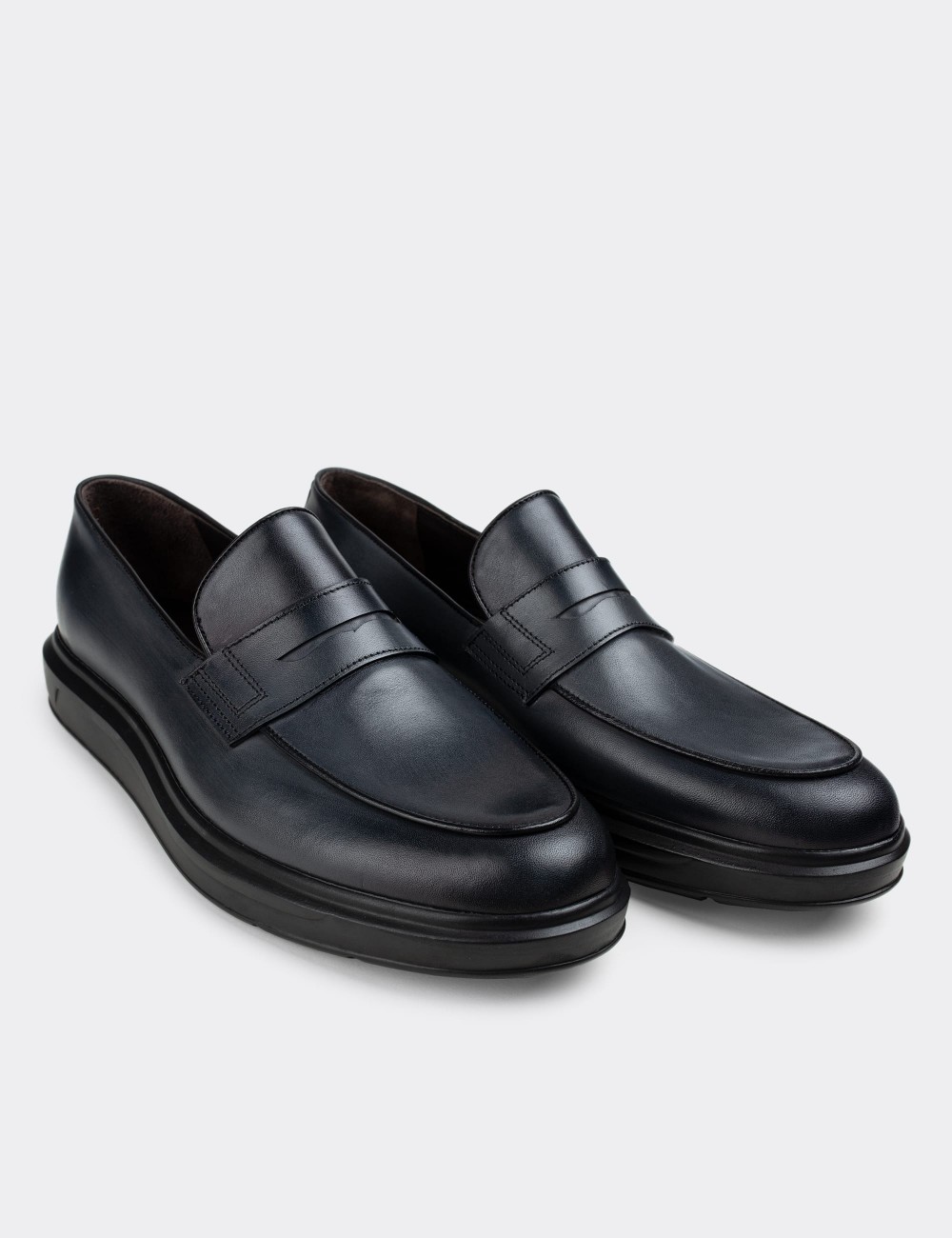 Gray  Leather Loafers - 01839MGRIP01
